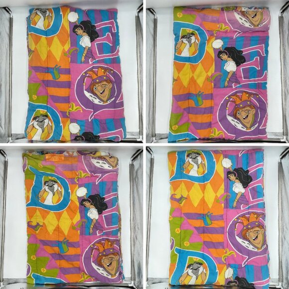 Vintage Disney Hunchback Of Notre Dame Comforter FLAWS Esmeralda Quasimodo 90s - Picture 5 of 16